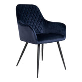 Bos - Chaise de salle à manger - bleu - velours et acier - lot de 2